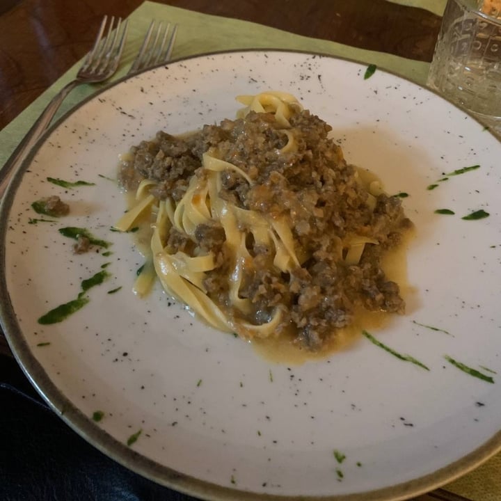 photo of L'OV Osteria Vegetariana Tagliatelle al ragù e salsa di rucola shared by @mscele on  23 May 2022 - review