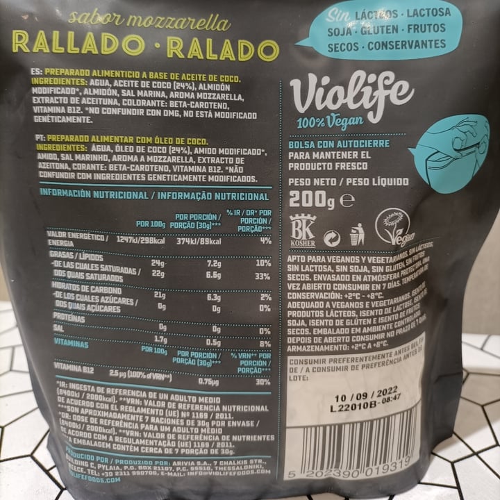 photo of Violife Queso Rallado sabor a Mozzarella shared by @joplin77 on  15 Feb 2022 - review