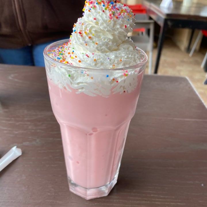 photo of Asher's Corner Cafe @ Ashers Farm Sanctuary Strawberry Milkshake shared by @kathrynsveganjourney on  28 Aug 2021 - review