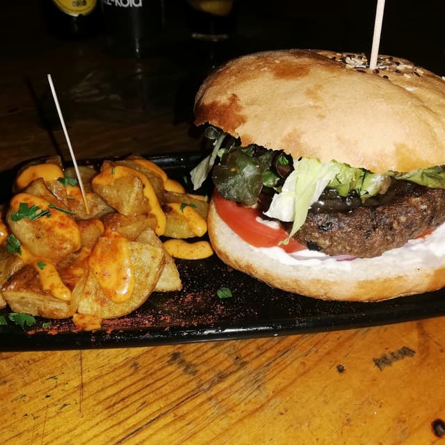 Foto do prato “Hamburguesa de frijoles”