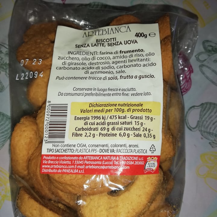 photo of Artebianca Biscotti senza latte e senza uova shared by @antonella58 on  02 Jul 2022 - review