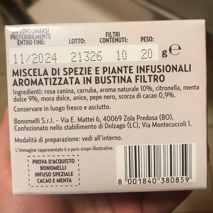 photo of Bonomelli Infusi speziali cacao e menta shared by @annapaolaserio on  25 Jan 2022 - review