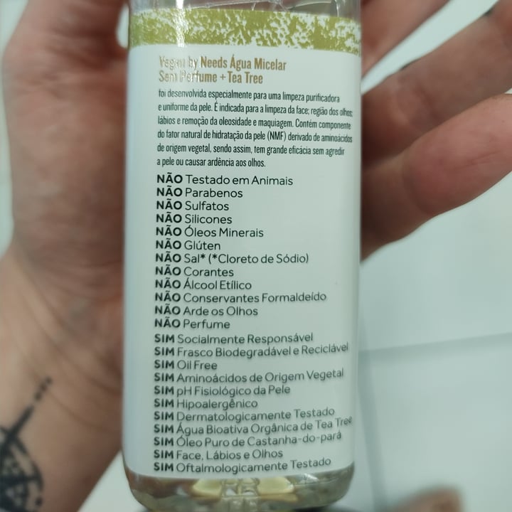 photo of Vegan by Needs Água Micelar 5 em 1 Tea Tree shared by @laismoller on  17 Feb 2022 - review