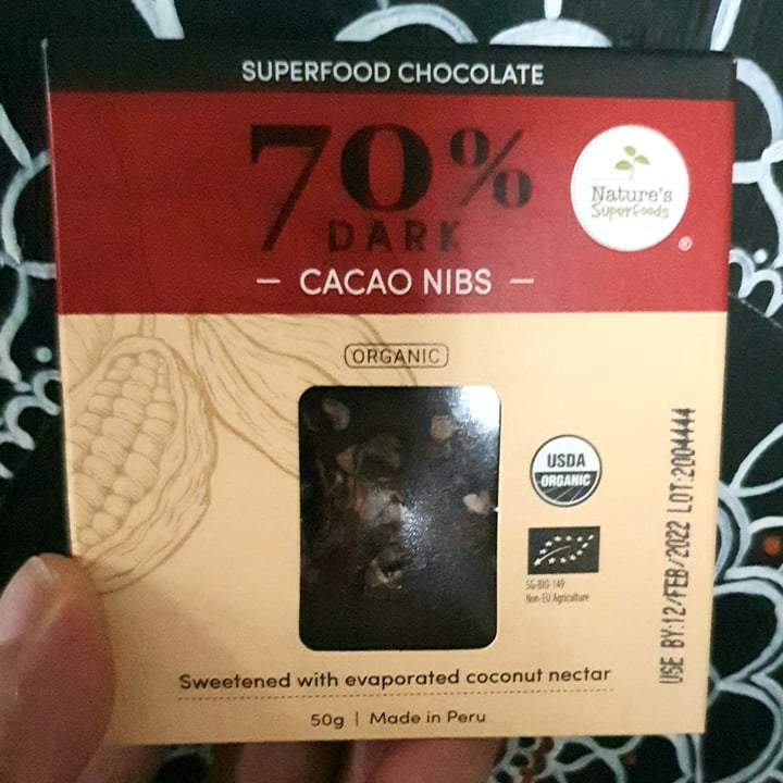 photo of Nature's Superfoods Organic Chocolate 70% Dark Cacao Nibs shared by @ravi-gopalan on  06 Jan 2021 - review