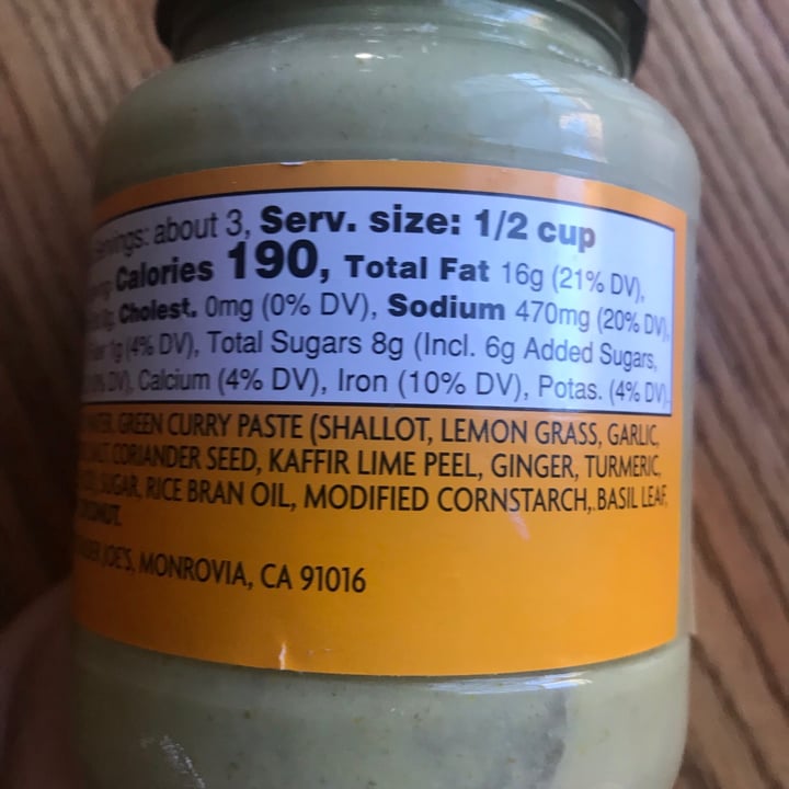 photo of Trader Joe's Thai Green Curry Simmer Sauce shared by @megplant on  21 Jul 2020 - review