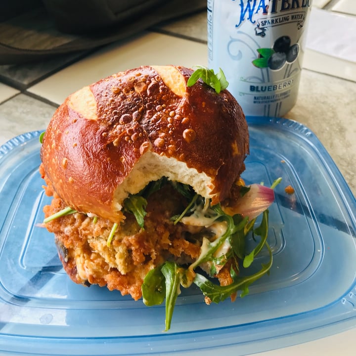 photo of Black Market StP Fried Chicken on Pretzel bun shared by @mnvegan on  20 Feb 2021 - review