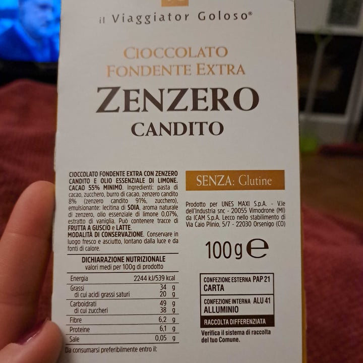 photo of Il Viaggiator Goloso Cioccolato fondente extra con zenzero candito shared by @peltis on  20 Dec 2022 - review