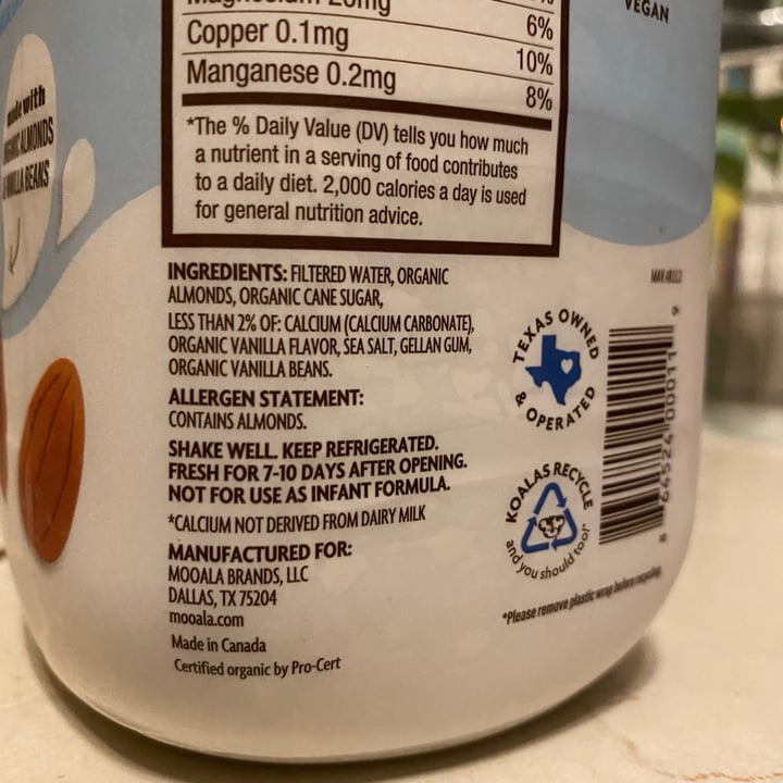 photo of Mooala Almond milk shared by @sandra741219 on  11 Aug 2021 - review