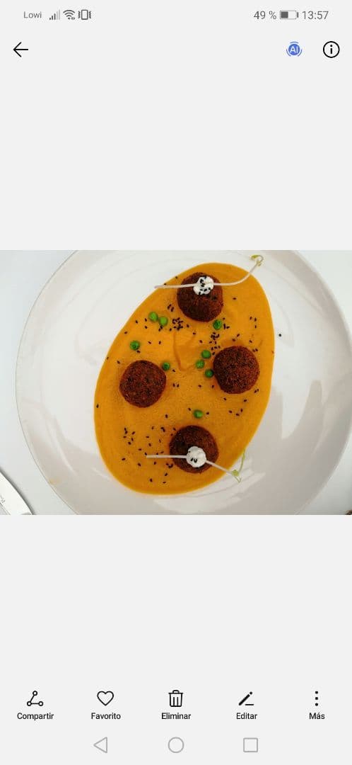 Photo of the dish “Albóndigas con crema de verduras”