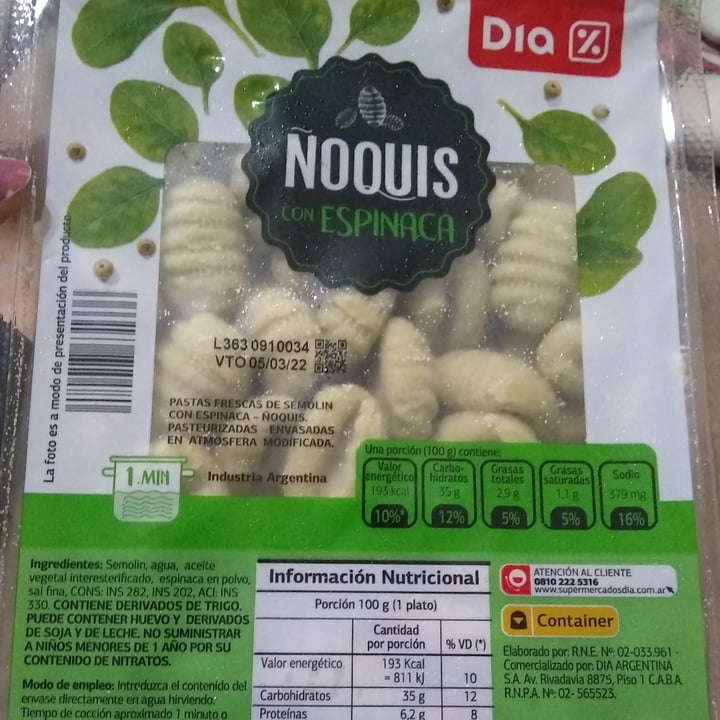 review photo of Dia% ñoquis de espinaca shared by @vallveg on 18 Jan 2022 - review