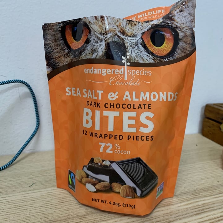 photo of Endangered Species Chocolate Dark chocolate almond shared by @misspotato on  10 Jan 2021 - review