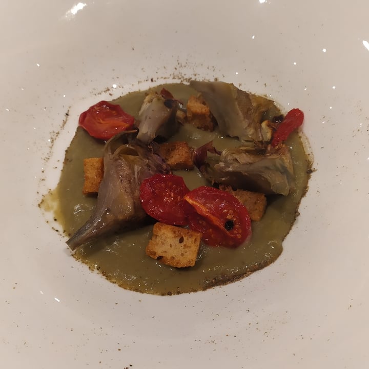 review photo of Le Radici Ristorante Crema Di Carciofi Con Carciofi Croccanti, Crostini E Pomodorini shared by @peperonebio on 02 Apr 2022 - review