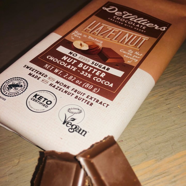photo of De Villiers Chocolate Hazelnut No Sugar Added Bar shared by @meggi-loves-a-veggi on  07 Aug 2021 - review