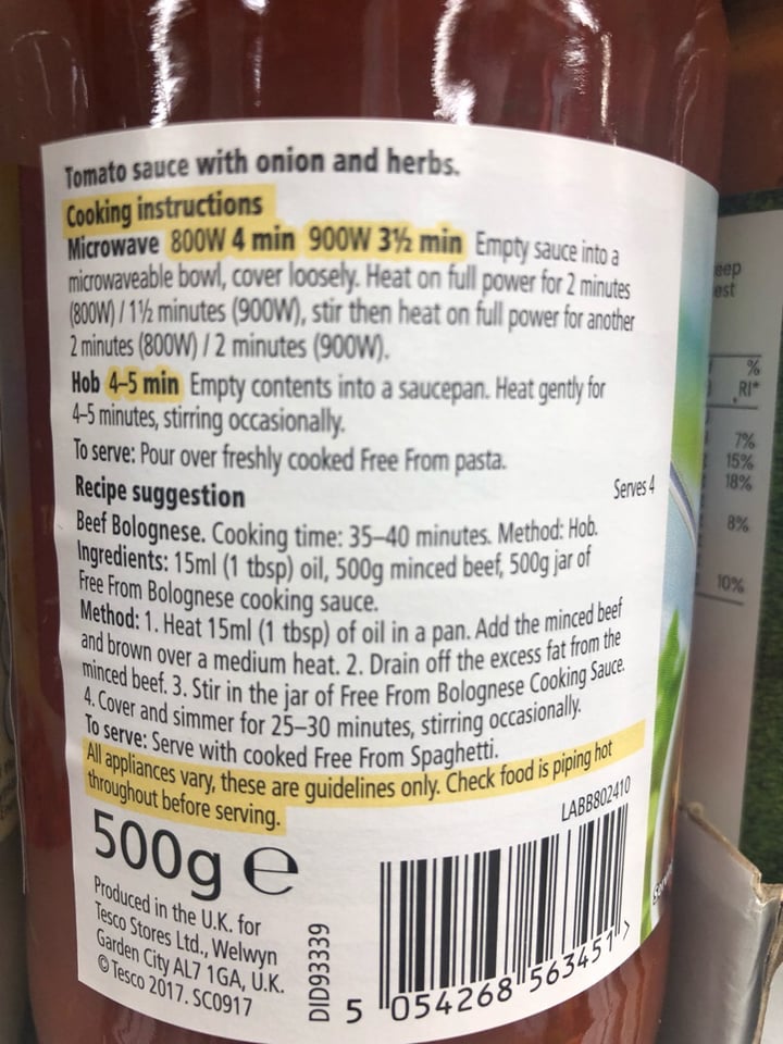 photo of Tesco Bolognese Cooking Sauce shared by @rajkumar on  14 Mar 2019 - review