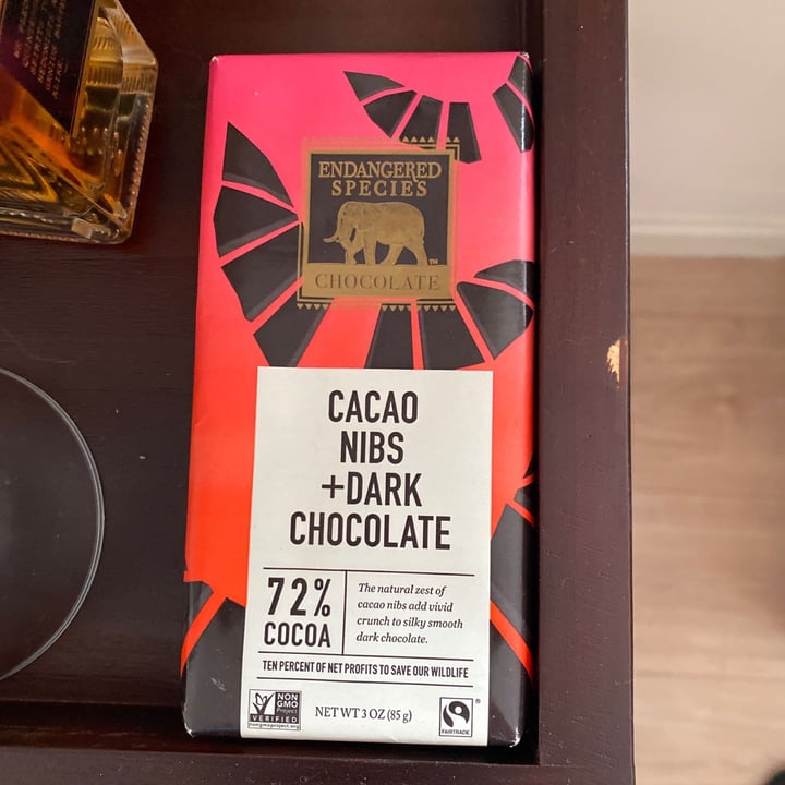 photo of Endangered Species Chocolate Cacao Nibs Dark Chocolate shared by @veghunter on  16 Jun 2020 - review