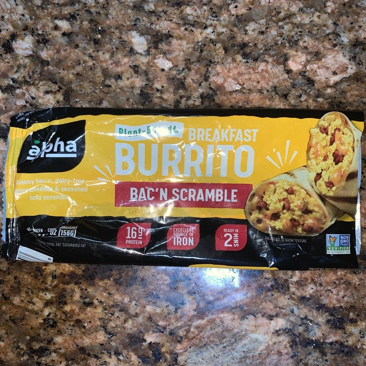 photo of Alpha Foods Bac'n Scramble Breakfast Burrito shared by @usa-ute on  22 Jun 2022 - review