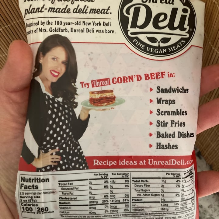 photo of Mrs. Goldfarb’s Unreal Deli Unreal CORN’D BEEF shared by @veganpantrydotcom on  06 Oct 2022 - review