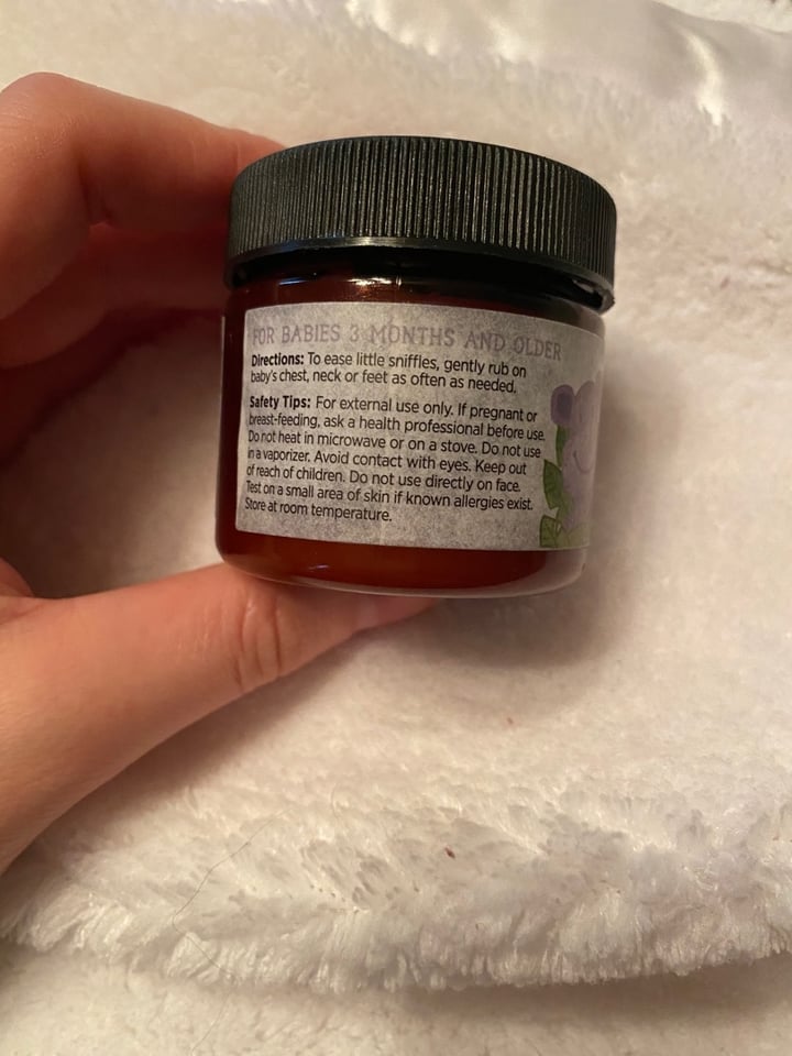 review photo of Maty’s Healthy Products LLC Baby Chest Rub shared by @jhill1123 on 01 Apr 2020 - review