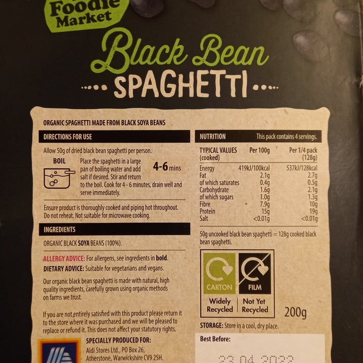 photo of ALDI Black Bean Spaghetti shared by @janxr on  08 Nov 2021 - review