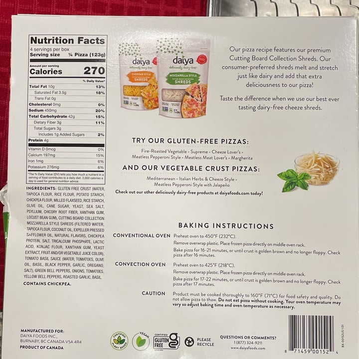 review photo of Daiya Thin crust Gluten free pizza shared by @claudiah on 18 Nov 2022 - review