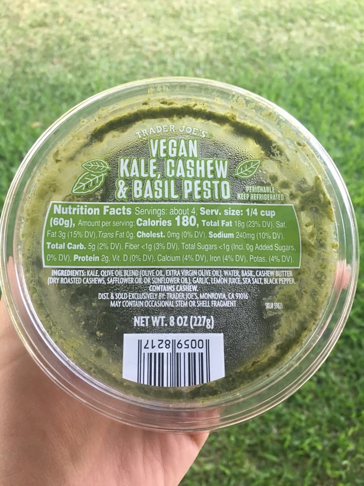 photo of Trader Joe's Vegan Kale, Cashew & Basil Pesto shared by @brittybird on  08 Jun 2019 - review