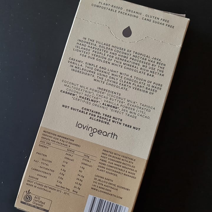 photo of lovingearth White chocolate (with Pure Vanilla Bean) shared by @ed8080 on  25 Jun 2021 - review