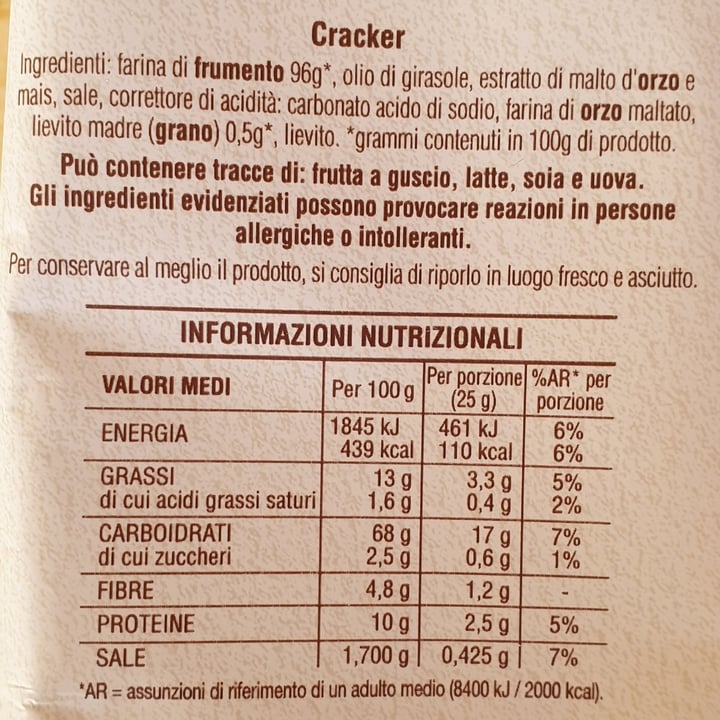 review photo of Mulino Bianco Cracker Salati, senza granelli di sale in superficie shared by @cla on 14 Apr 2021 - review