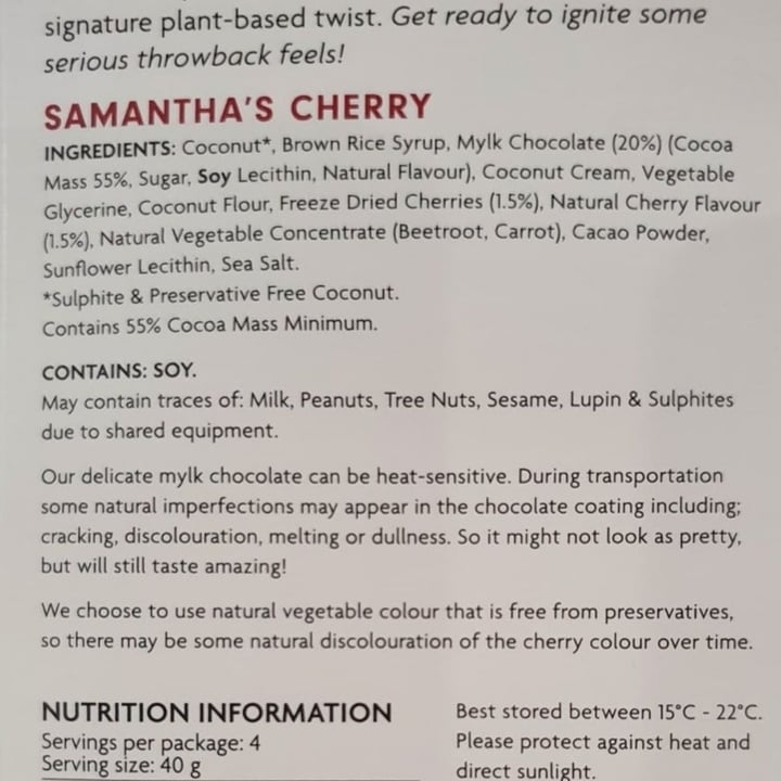 photo of Health Lab Mylk Chocolate Bars: Samantha's Cherry shared by @mercifulkitchen on  12 Sep 2021 - review