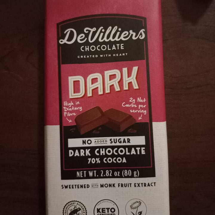 photo of DeVilliers Dark Chocolate 70% Cocoa shared by @talthegreenteacher on  08 Dec 2022 - review