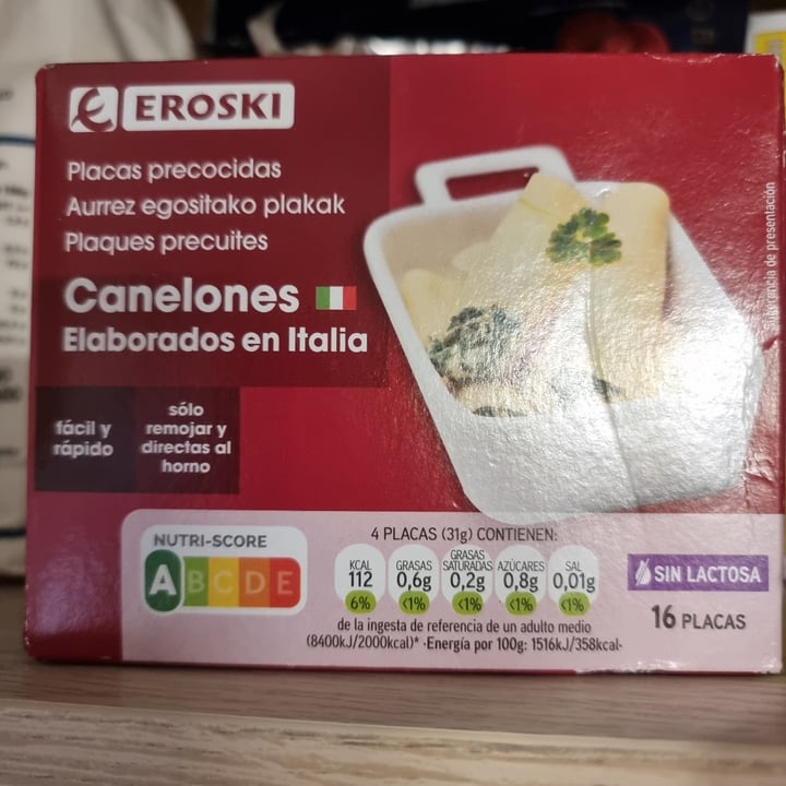 photo of Eroski Placas precocidas para canelones shared by @mariaproaninet on  20 May 2021 - review