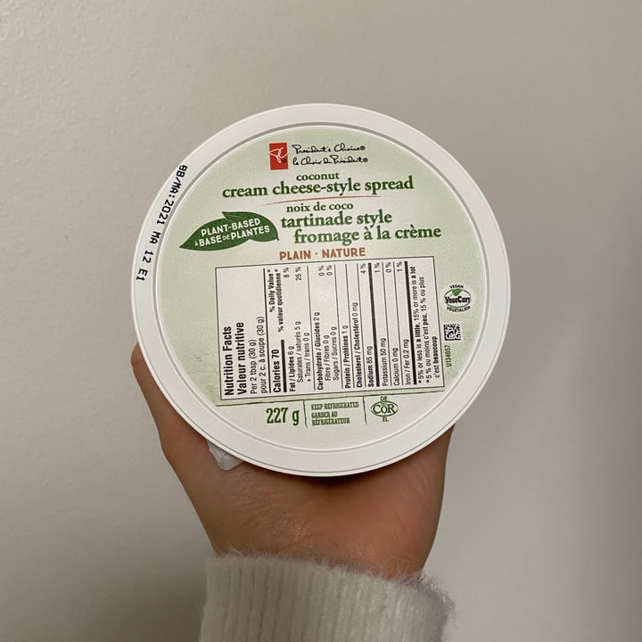 photo of President's Choice Coconut Cream Cheese Style Spread shared by @kturcotte on  26 Apr 2021 - review