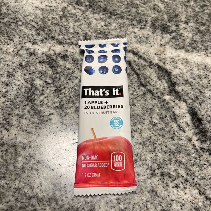 photo of That’s it Apple Blueberry Fruit Bar shared by @tko5 on  07 Feb 2021 - review