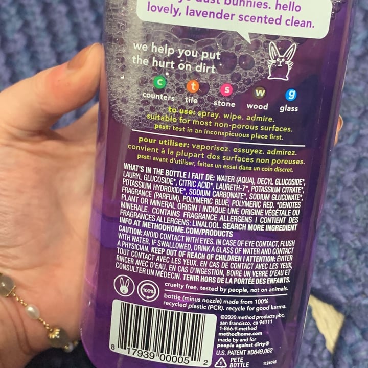 photo of method All Purpose Natural Surface Cleaner - French Lavender shared by @tschouten on  09 Apr 2022 - review