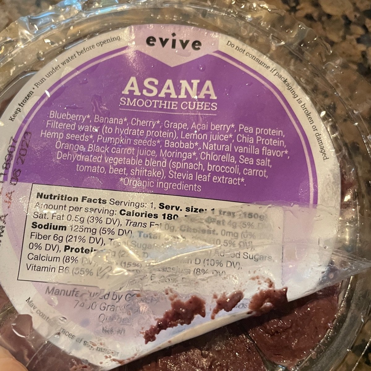 Evive Organic Asana Plant Based Smoothie Cube, 10.58 Ounce -- 8 per case