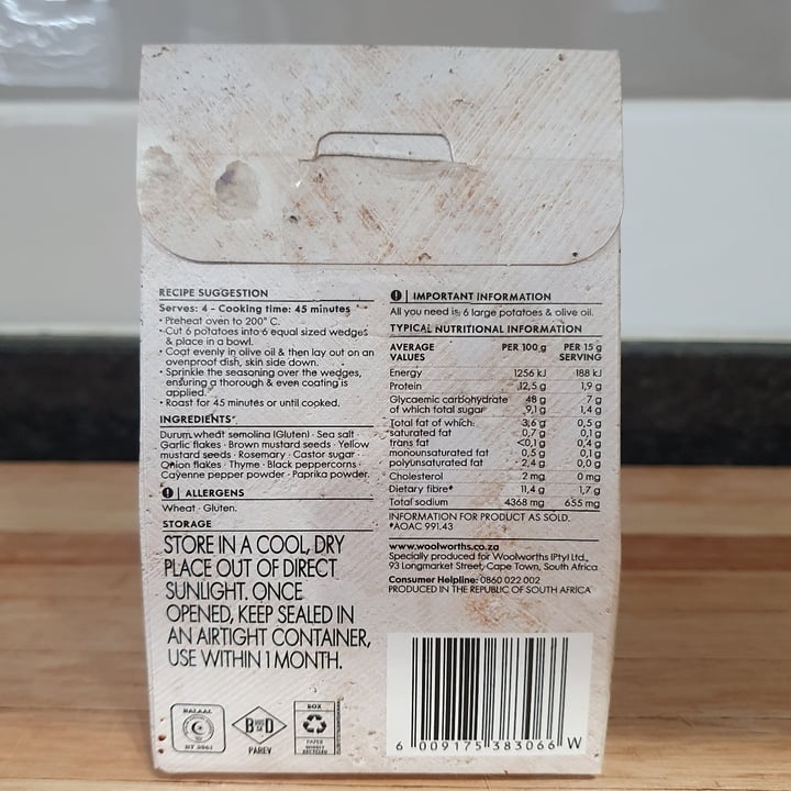 review photo of Woolworths Food Roast potato seasoning shared by @rozaanfichardt on 04 Oct 2020 - review