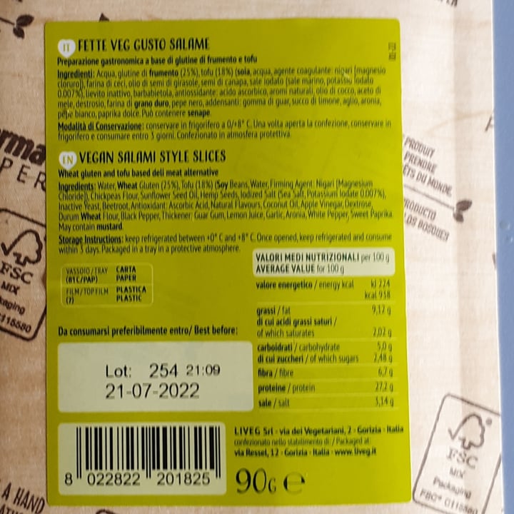 review photo of Liveg fette veg al salame shared by @marinaemma on 19 May 2022 - review