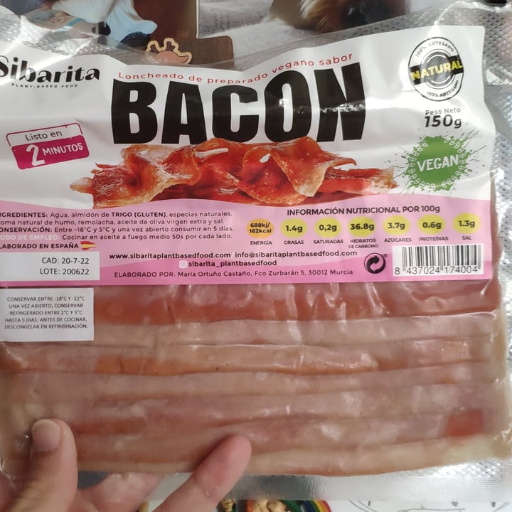 photo of Sibarita plant-based food Loncheado de preparado vegano sabor bacon shared by @nanoruru on  06 Jul 2022 - review