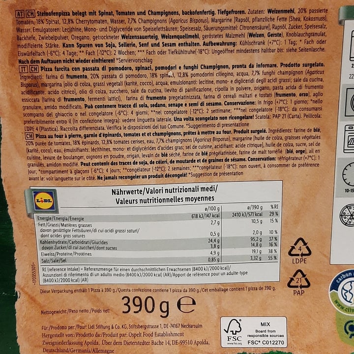 review photo of Vemondo Vegan Pizza Verdura with Spinach, Tomatoes & Mushrooms shared by @zingara on 16 Apr 2022 - review
