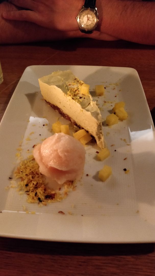 review photo of Gratitude Restaurant Raw Cheesecake With Grapefruit Icecream shared by @regikling on 02 Oct 2019 - review
