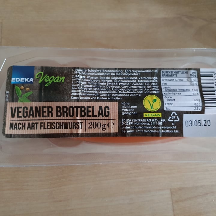 photo of Edeka Veganer Brotbelag nach Art Fleischwurst shared by @femsch on  09 May 2020 - review
