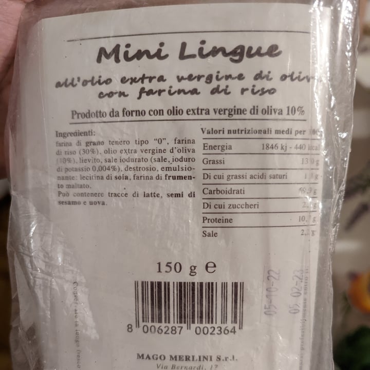 photo of Forneria Mago Merlini Mini Lingue All'olio Extra Vergine Di Oliva Con Farina Di Riso shared by @mephi on  06 Nov 2022 - review