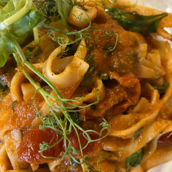 review photo of Brea Restaurant Vegan tomato pasta with cornichons shared by @moneyamiss on 30 Sep 2021 - review