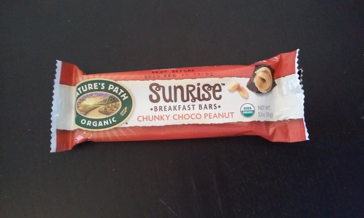 photo of Nature's Path Foods Sunrise Breakfast Bar in Chunky Choco Peanut shared by @steveerlsten on  27 Dec 2019 - review