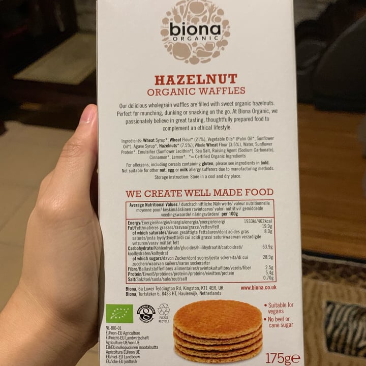 photo of Biona Hazelnut Waffles shared by @kkim on  22 Jan 2022 - review