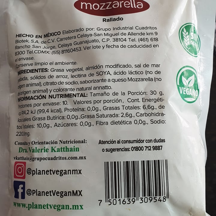 photo of Planet Vegan Mx Queso Mozzarella Rallado shared by @kahle on  08 Sep 2020 - review