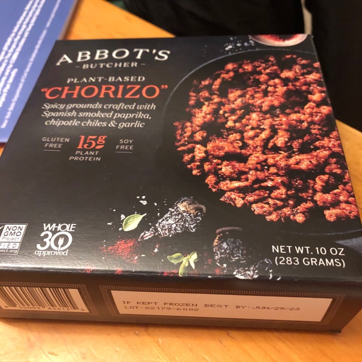 review photo of Abbot's Butcher Plant Based “Chorizo” shared by @tonygreen on 02 Dec 2022 - review
