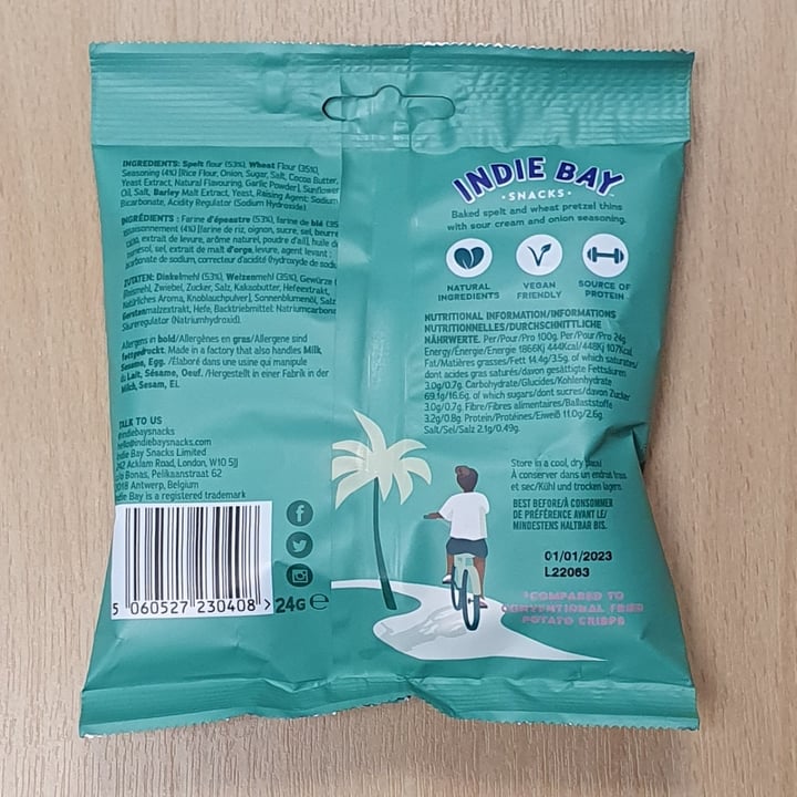 photo of Indie Bay Snacks Spelt Pretzel Thins - Sour Cream and Onion shared by @pigsaremyfriends on  25 May 2022 - review