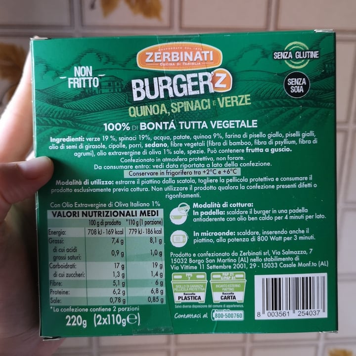 photo of Zerbinati Burgerz Quinoa Spinaci e Verze shared by @aleveganfoodlover on  25 Jun 2022 - review