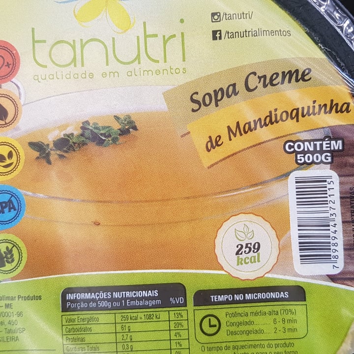 photo of tanutri sopa cremosa de mandioquinha shared by @alencar on  08 May 2022 - review