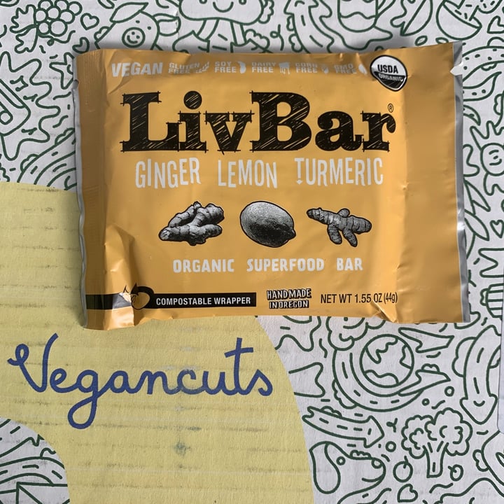 photo of LivBar Ginger Lemon & Turmeric Superfood Bar shared by @hereforareason on  28 Jan 2022 - review